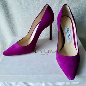 NWT Jimmy Choo Romy 100 Madeline Purple Suede Pumps